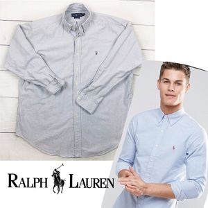 Ralph Lauren Men’s Button Down Blue Pinstripe L